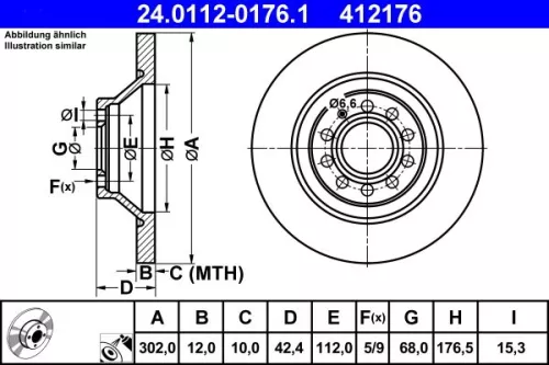 ATE Brake Disc (24.0112-0176.1)