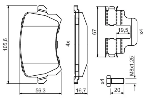 BOSCH Brake Pad Set, disc brake (0986494731)
