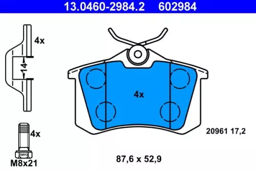 ATE Brake Pad Set, disc brake (13.0460-2984.2)