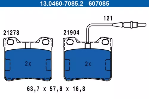 ATE Brake Pad Set, disc brake (13.0460-7085.2)