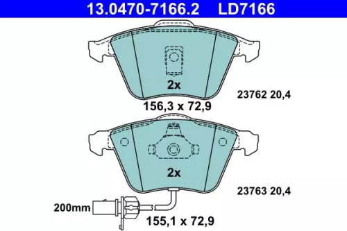 ATE Brake Pad Set, disc brake (13.0470-7166.2)