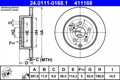 ATE Brake Disc (24.0111-0168.1)