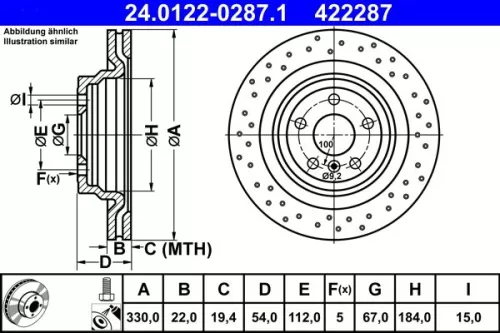 ATE Brake Disc (24.0122-0287.1)