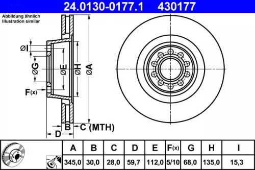 ATE Brake Disc (24.0130-0177.1)