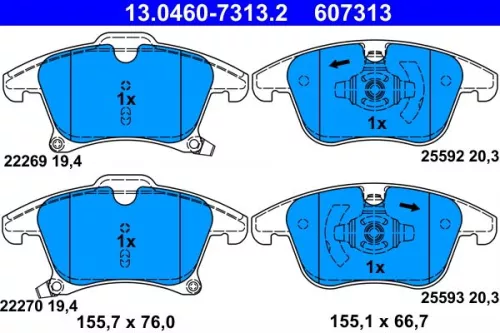 ATE Brake Pad Set, disc brake (13.0460-7313.2)