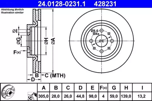 ATE Brake Disc (24.0128-0231.1)