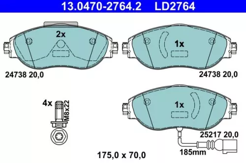 ATE Brake Pad Set, disc brake (13.0470-2764.2)