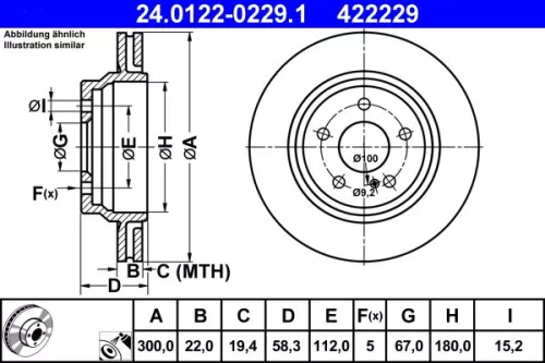 ATE Brake Disc (24.0122-0229.1)