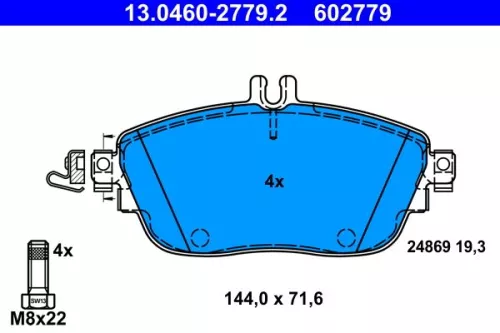 ATE Brake Pad Set, disc brake (13.0460-2779.2)