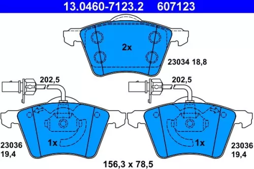 ATE Brake Pad Set, disc brake (13.0460-7123.2)