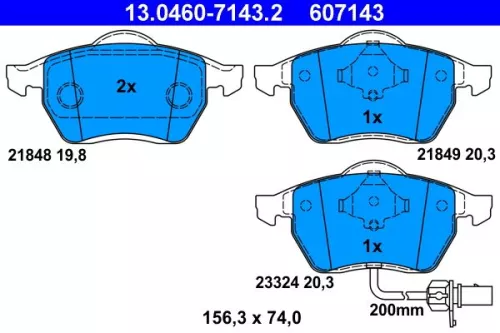ATE Brake Pad Set, disc brake (13.0460-7143.2)