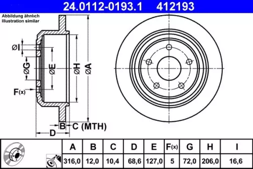 ATE Brake Disc (24.0112-0193.1)