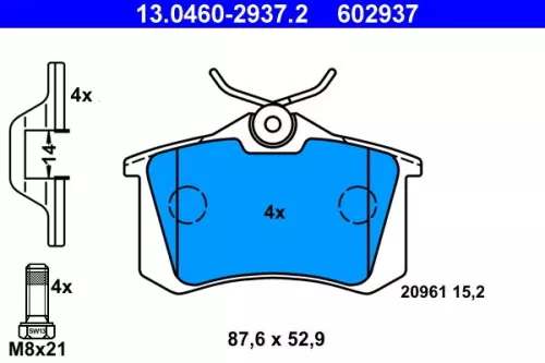 ATE Brake Pad Set, disc brake (13.0460-2937.2)