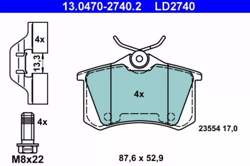 ATE Brake Pad Set, disc brake (13.0470-2740.2)