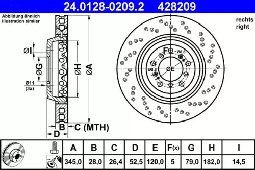 ATE Brake Disc (24.0128-0209.2)