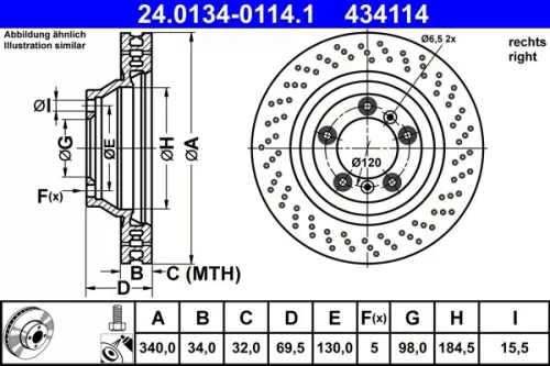 ATE Brake Disc (24.0134-0114.1)