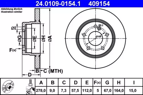 ATE Brake Disc (24.0109-0154.1)