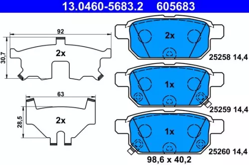 ATE Brake Pad Set, disc brake (13.0460-5683.2)