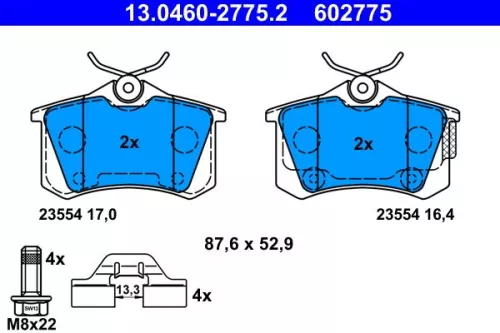 ATE Brake Pad Set, disc brake (13.0460-2775.2)