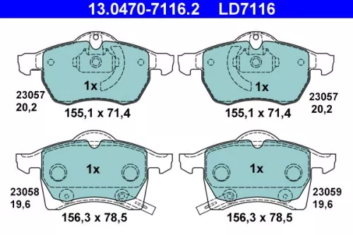 ATE Brake Pad Set, disc brake (13.0470-7116.2)