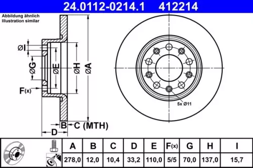 ATE Brake Disc (24.0112-0214.1)