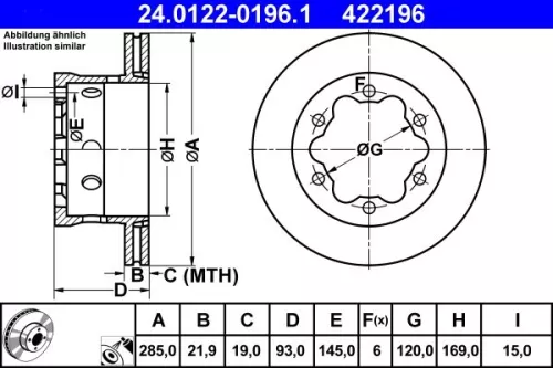 ATE Brake Disc (24.0122-0196.1)