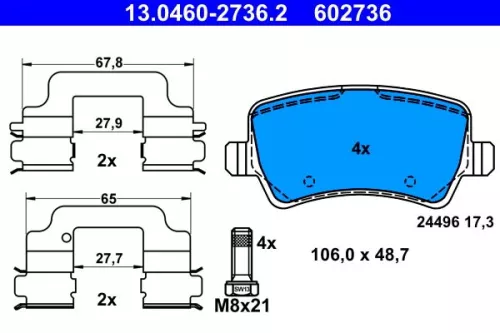 ATE Brake Pad Set, disc brake (13.0460-2736.2)