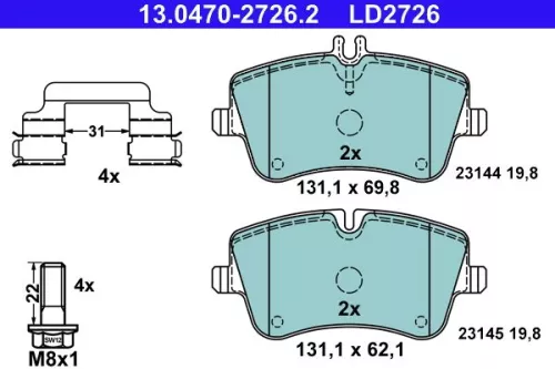 ATE Brake Pad Set, disc brake (13.0470-2726.2)