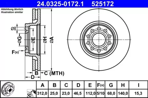 ATE Brake Disc (24.0325-0172.1)