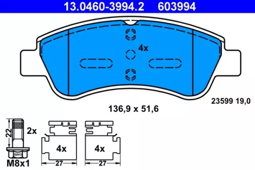 ATE Brake Pad Set, disc brake (13.0460-3994.2)
