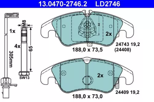 ATE Brake Pad Set, disc brake (13.0470-2746.2)