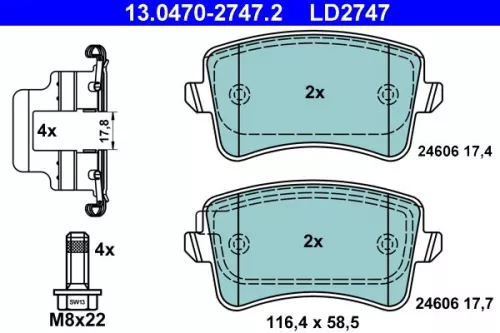 ATE Brake Pad Set, disc brake (13.0470-2747.2)