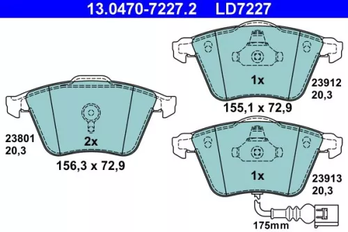 ATE Brake Pad Set, disc brake (13.0470-7227.2)