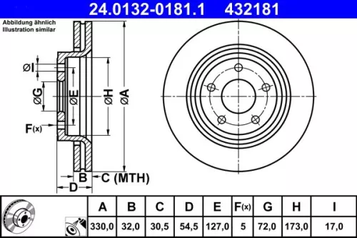 ATE Brake Disc (24.0132-0181.1)