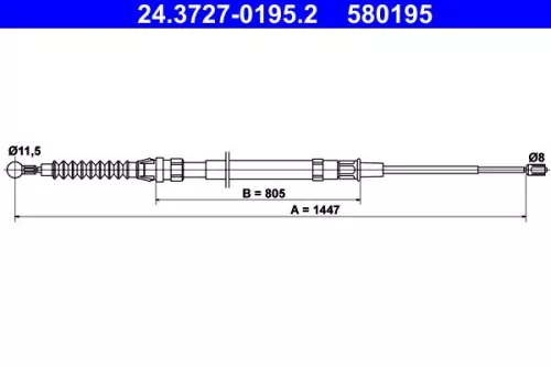 ATE Cable Pull, parking brake (24.3727-0195.2)