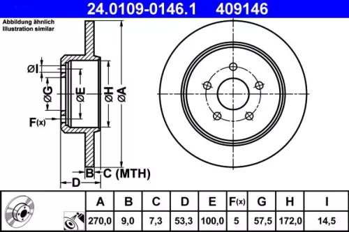 ATE Brake Disc (24.0109-0146.1)