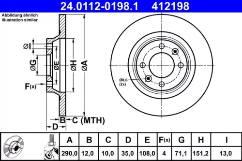 ATE Brake Disc (24.0112-0198.1)