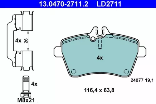 ATE Brake Pad Set, disc brake (13.0470-2711.2)