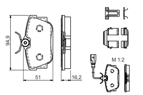 BOSCH Brake Pad Set, disc brake (0986494529)
