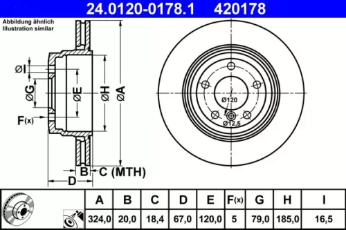 ATE Brake Disc (24.0120-0178.1)
