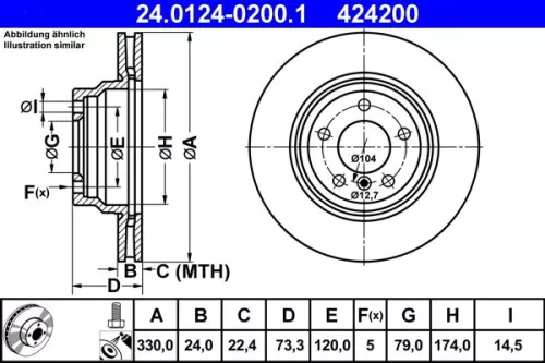 ATE Brake Disc (24.0124-0200.1)