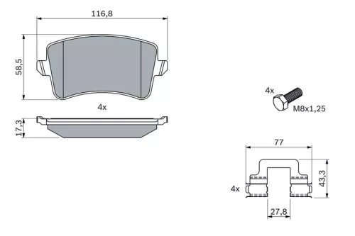 BOSCH Brake Pad Set, disc brake (0986494733)
