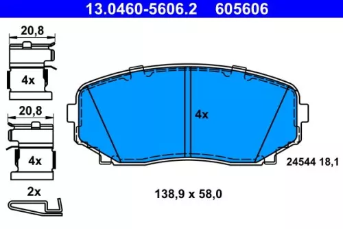 ATE Brake Pad Set, disc brake (13.0460-5606.2)