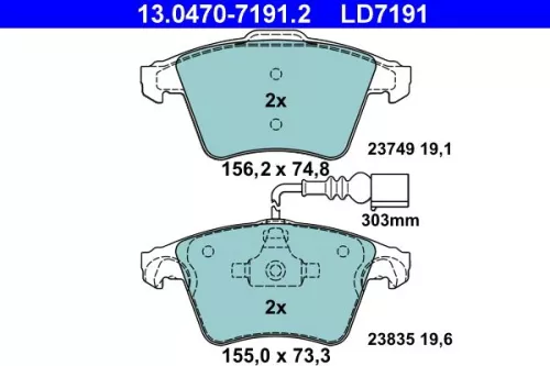 ATE Brake Pad Set, disc brake (13.0470-7191.2)