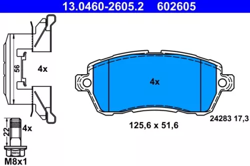 ATE Brake Pad Set, disc brake (13.0460-2605.2)