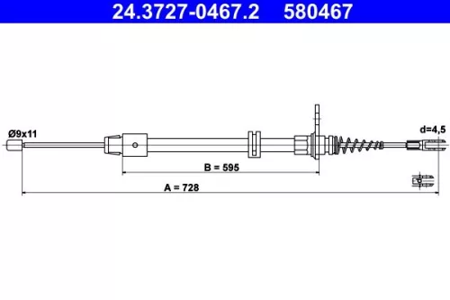 ATE Cable Pull, parking brake (24.3727-0467.2)