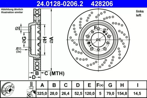 ATE Brake Disc (24.0128-0206.2)
