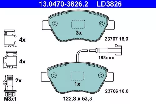 ATE Brake Pad Set, disc brake (13.0470-3826.2)