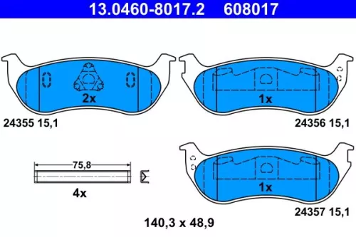 ATE Brake Pad Set, disc brake (13.0460-8017.2)