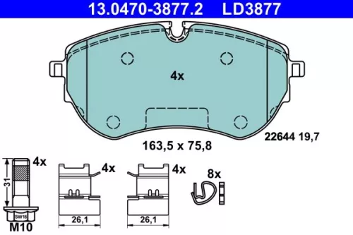 ATE Brake Pad Set, disc brake (13.0470-3877.2)